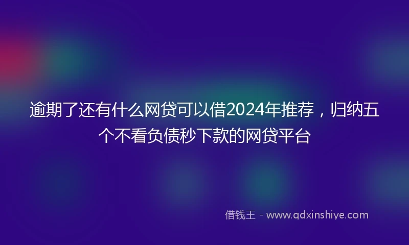 逾期了还有什么网贷可以借2024年推荐，归纳五个不看负债秒下款的网贷平台