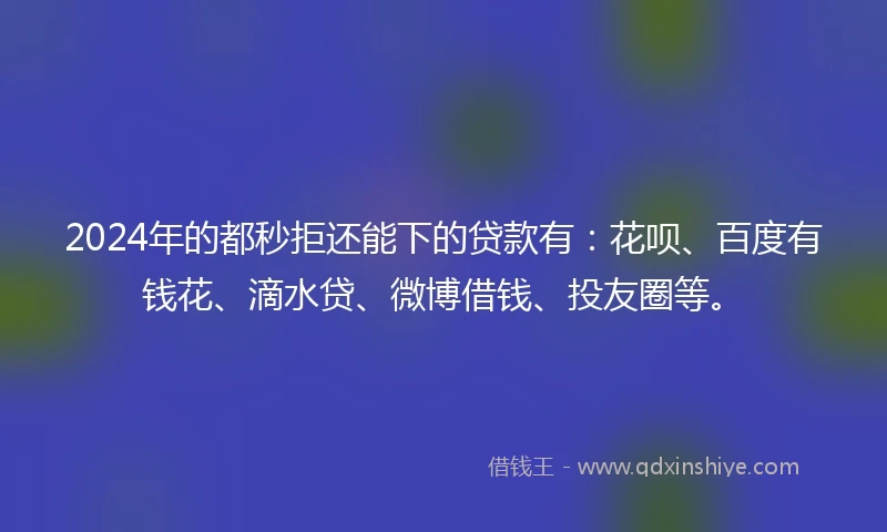 2024年的都秒拒还能下的贷款有：花呗、百度有钱花、滴水贷、微博借钱、投友圈等。