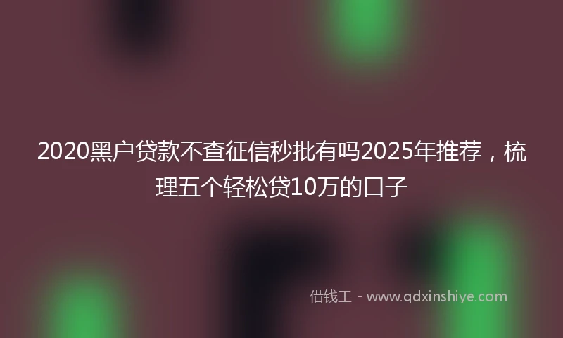 2020黑户贷款不查征信秒批有吗2025年推荐，梳理五个轻松贷10万的口子