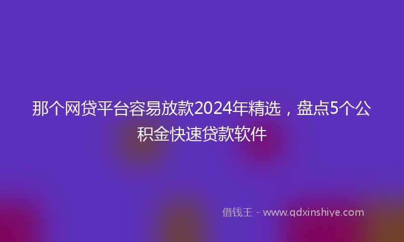 那个网贷平台容易放款2024年精选，盘点5个公积金快速贷款软件