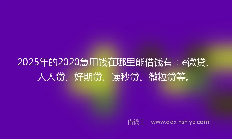 2025年的2020急用钱在哪里能借钱有：e微贷、人人贷、好期贷、读秒贷、微粒贷等。