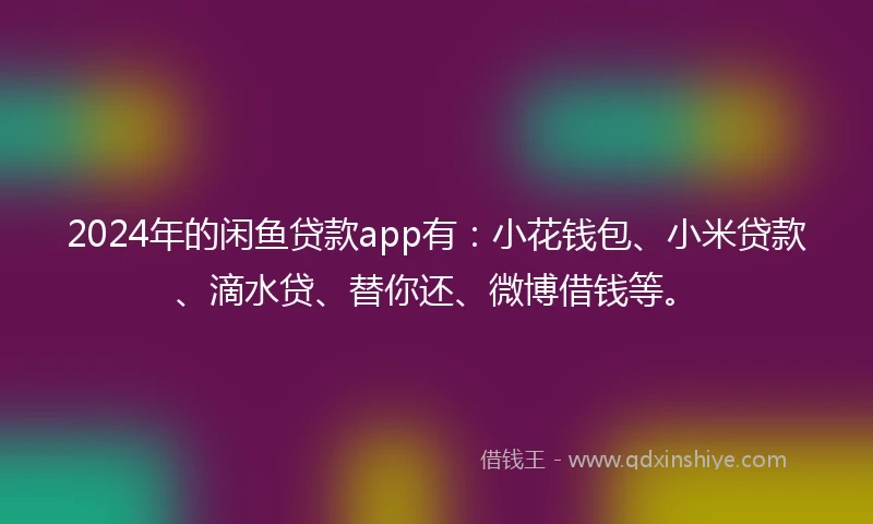 2024年的闲鱼贷款app有：小花钱包、小米贷款、滴水贷、替你还、微博借钱等。
