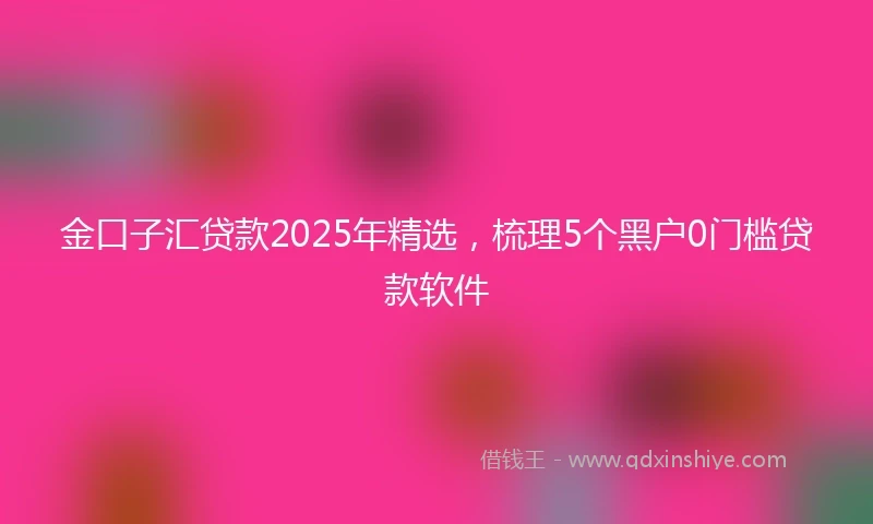 金口子汇贷款2025年精选，梳理5个黑户0门槛贷款软件
