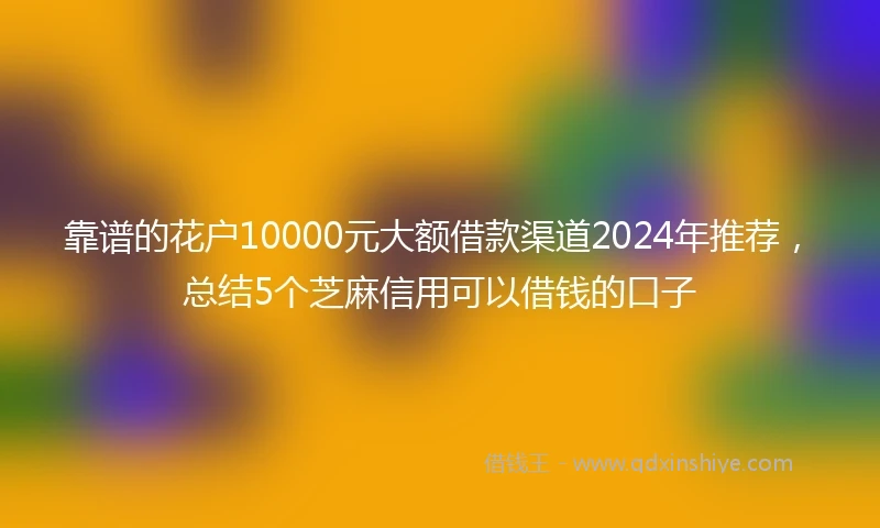 靠谱的花户10000元大额借款渠道2024年推荐，总结5个芝麻信用可以借钱的口子