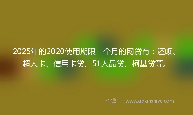 2025年的2020使用期限一个月的网贷有：还呗、超人卡、信用卡贷、51人品贷、柯基贷等。
