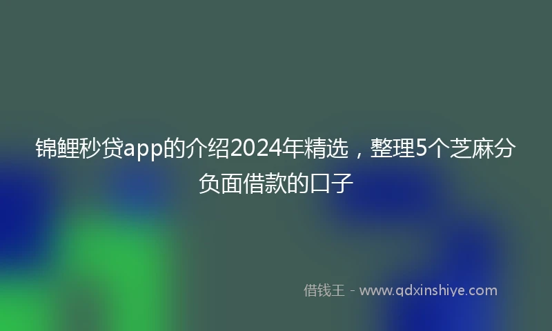 锦鲤秒贷app的介绍2024年精选，整理5个芝麻分负面借款的口子