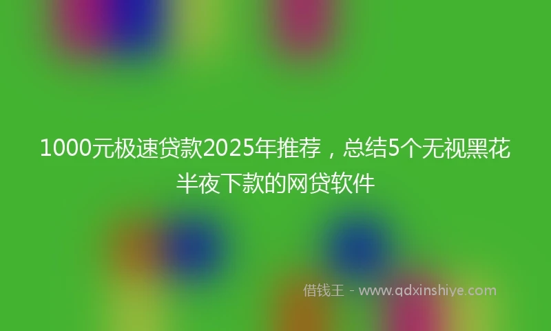 1000元极速贷款2025年推荐，总结5个无视黑花半夜下款的网贷软件