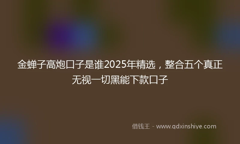 金蝉子高炮口子是谁2025年精选，整合五个真正无视一切黑能下款口子