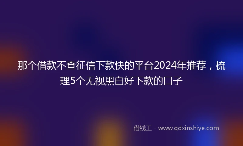 那个借款不查征信下款快的平台2024年推荐，梳理5个无视黑白好下款的口子