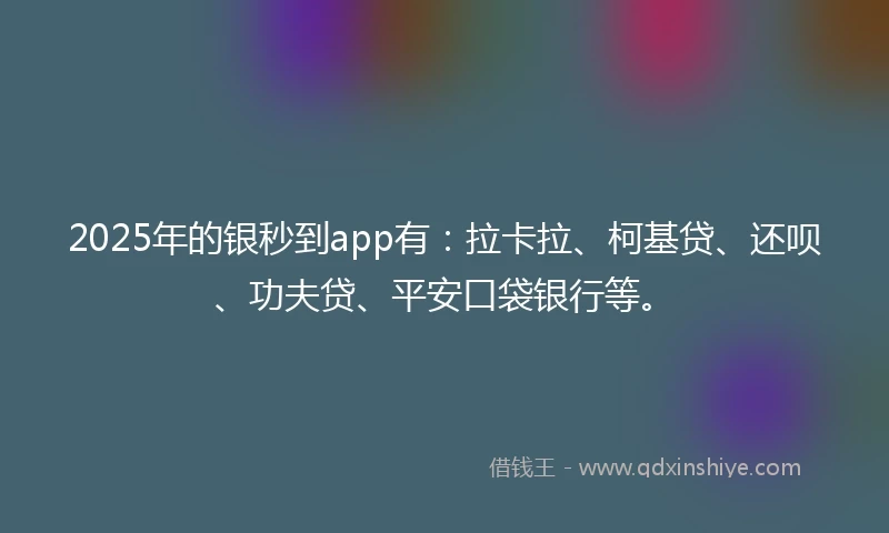 2025年的银秒到app有：拉卡拉、柯基贷、还呗、功夫贷、平安口袋银行等。
