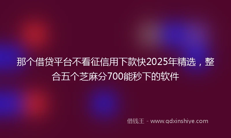 那个借贷平台不看征信用下款快2025年精选，整合五个芝麻分700能秒下的软件