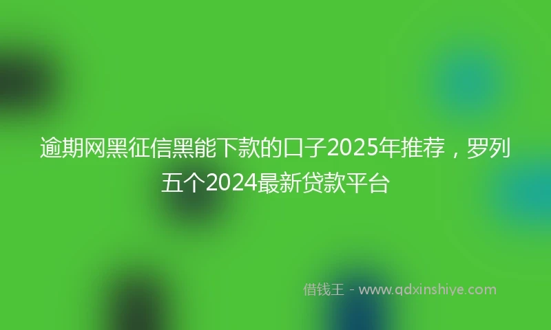 逾期网黑征信黑能下款的口子2025年推荐，罗列五个2024最新贷款平台