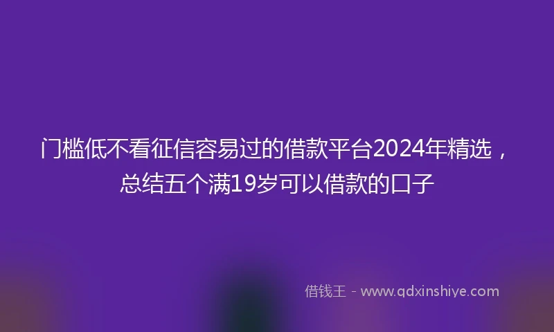 门槛低不看征信容易过的借款平台2024年精选，总结五个满19岁可以借款的口子