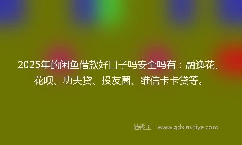 2025年的闲鱼借款好口子吗安全吗有：融逸花、花呗、功夫贷、投友圈、维信卡卡贷等。