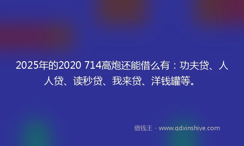 2025年的2020 714高炮还能借么有：功夫贷、人人贷、读秒贷、我来贷、洋钱罐等。