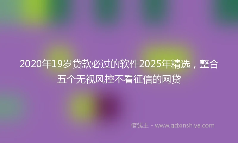 2020年19岁贷款必过的软件2025年精选，整合五个无视风控不看征信的网贷