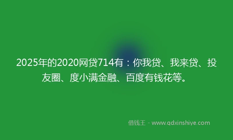 2025年的2020网贷714有：你我贷、我来贷、投友圈、度小满金融、百度有钱花等。