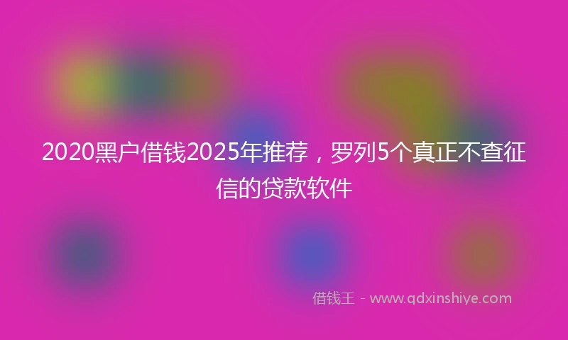 2020黑户借钱2025年推荐，罗列5个真正不查征信的贷款软件