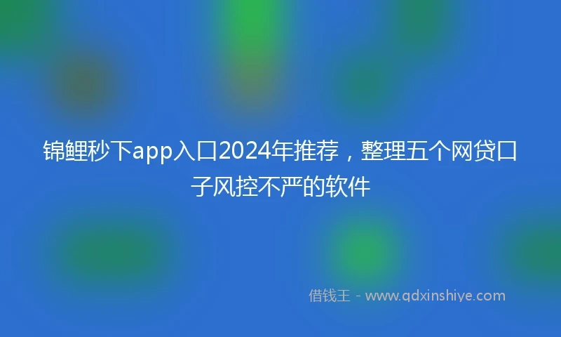 锦鲤秒下app入口2024年推荐，整理五个网贷口子风控不严的软件