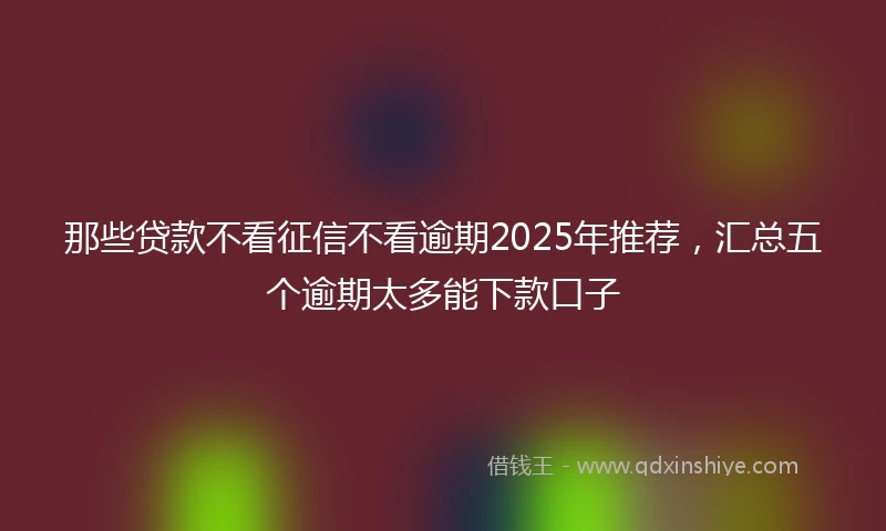 那些贷款不看征信不看逾期2025年推荐，汇总五个逾期太多能下款口子