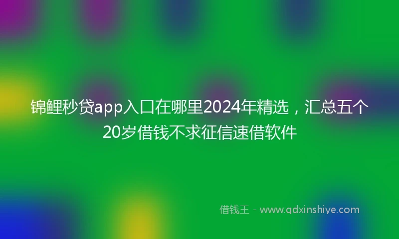 锦鲤秒贷app入口在哪里2024年精选，汇总五个20岁借钱不求征信速借软件
