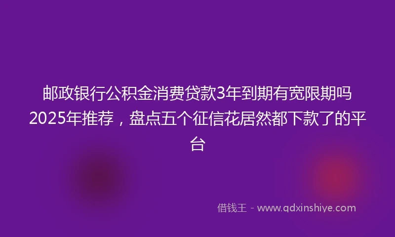 邮政银行公积金消费贷款3年到期有宽限期吗2025年推荐，盘点五个征信花居然都下款了的平台