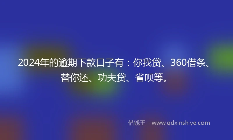2024年的逾期下款口子有：你我贷、360借条、替你还、功夫贷、省呗等。