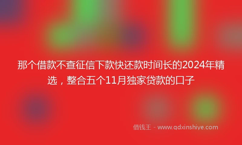 那个借款不查征信下款快还款时间长的2024年精选，整合五个11月独家贷款的口子