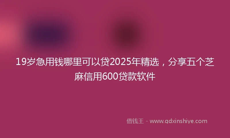 19岁急用钱哪里可以贷2025年精选，分享五个芝麻信用600贷款软件
