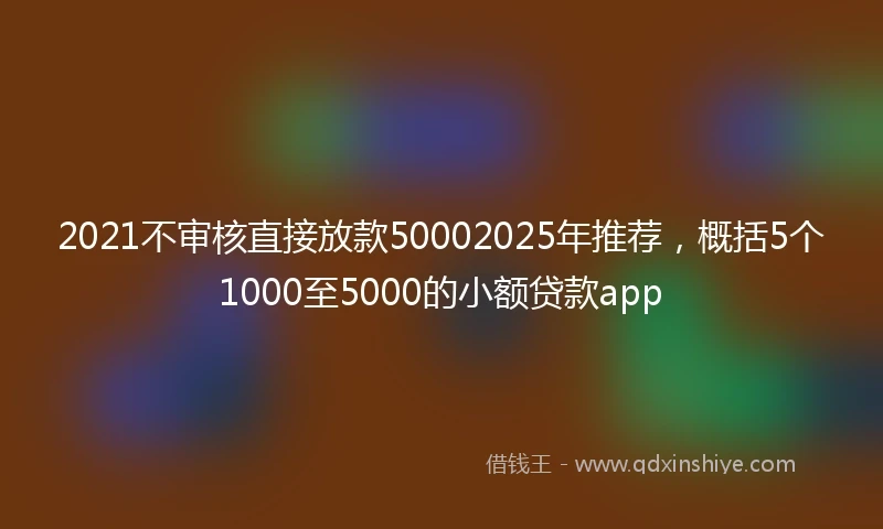 2021不审核直接放款50002025年推荐，概括5个1000至5000的小额贷款app