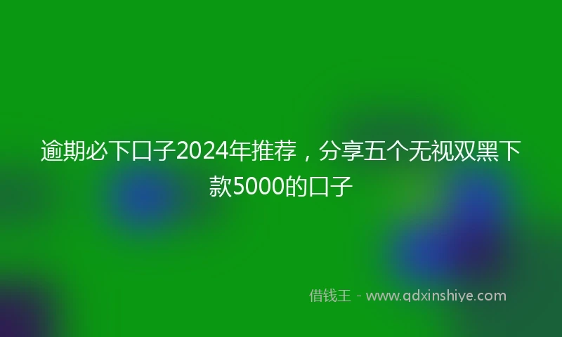 逾期必下口子2024年推荐，分享五个无视双黑下款5000的口子
