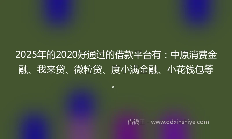 2025年的2020好通过的借款平台有：中原消费金融、我来贷、微粒贷、度小满金融、小花钱包等。