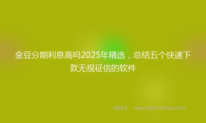 金豆分期利息高吗2025年精选，总结五个快速下款无视征信的软件