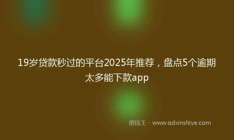 19岁贷款秒过的平台2025年推荐，盘点5个逾期太多能下款app