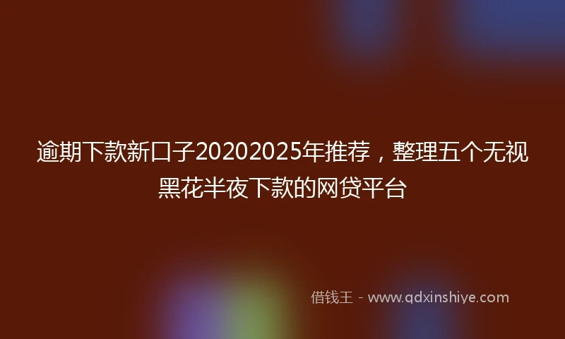 逾期下款新口子20202025年推荐，整理五个无视黑花半夜下款的网贷平台