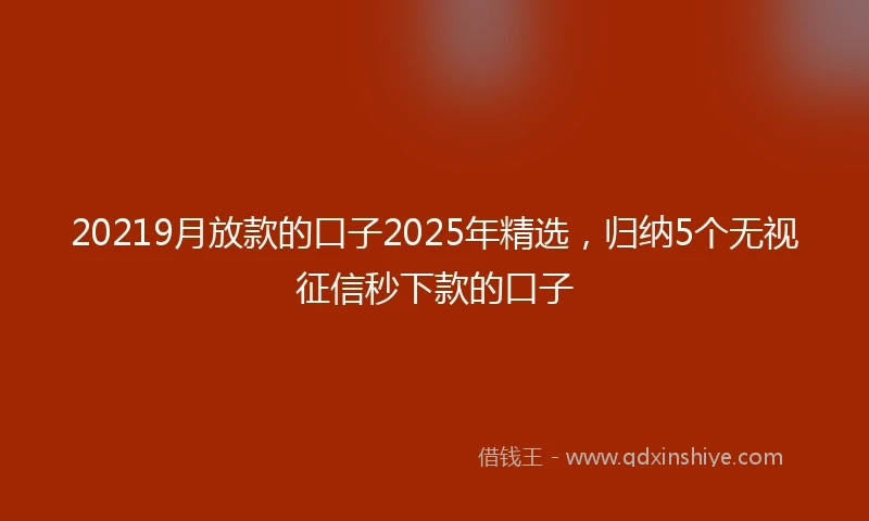 20219月放款的口子2025年精选，归纳5个无视征信秒下款的口子