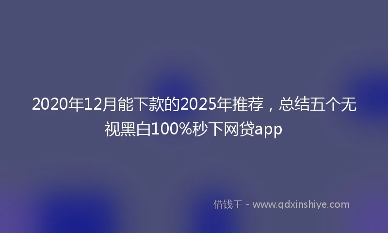 2020年12月能下款的2025年推荐，总结五个无视黑白100%秒下网贷app