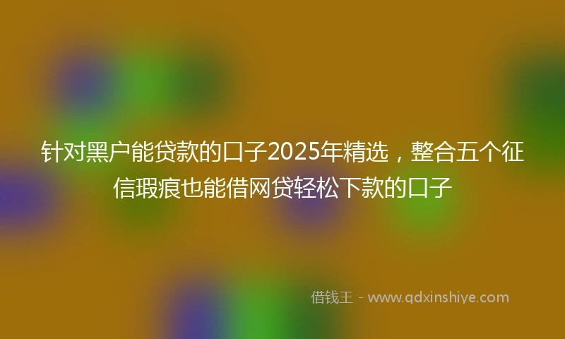 针对黑户能贷款的口子2025年精选，整合五个征信瑕疵也能借网贷轻松下款的口子