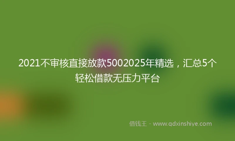 2021不审核直接放款5002025年精选，汇总5个轻松借款无压力平台