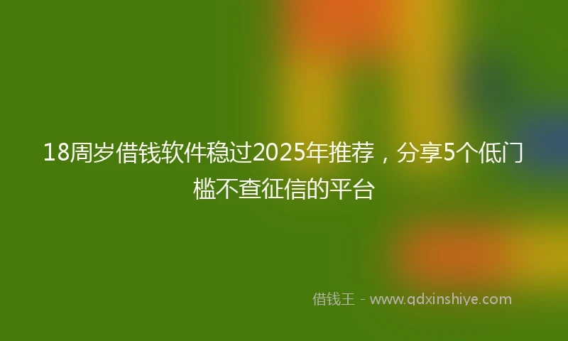18周岁借钱软件稳过2025年推荐，分享5个低门槛不查征信的平台