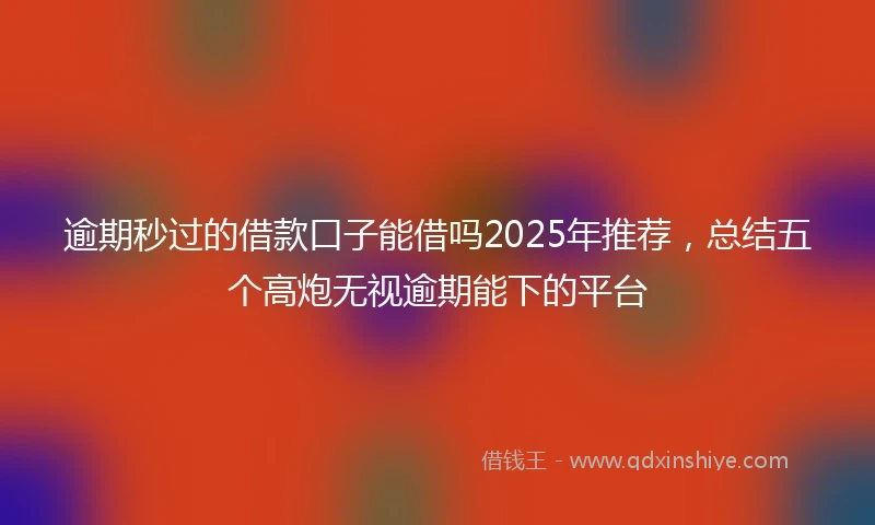 逾期秒过的借款口子能借吗2025年推荐，总结五个高炮无视逾期能下的平台