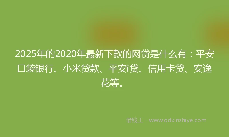 2025年的2020年最新下款的网贷是什么有：平安口袋银行、小米贷款、平安i贷、信用卡贷、安逸花等。
