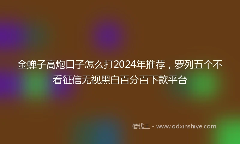 金蝉子高炮口子怎么打2024年推荐，罗列五个不看征信无视黑白百分百下款平台