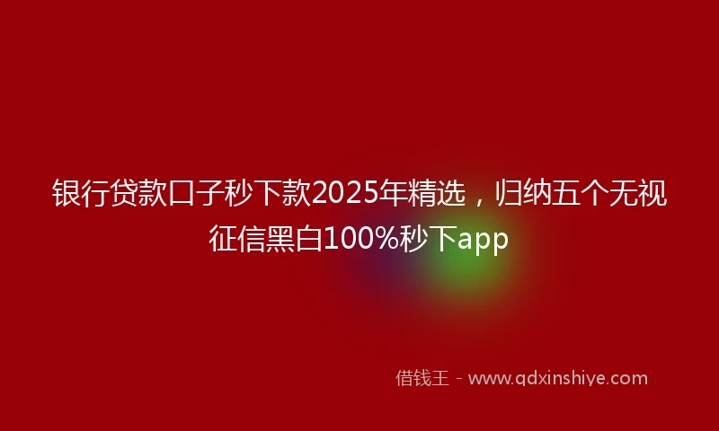 银行贷款口子秒下款2025年精选，归纳五个无视征信黑白100%秒下app