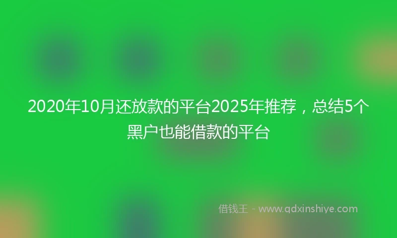 2020年10月还放款的平台2025年推荐，总结5个黑户也能借款的平台