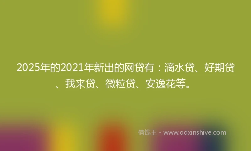 2025年的2021年新出的网贷有：滴水贷、好期贷、我来贷、微粒贷、安逸花等。