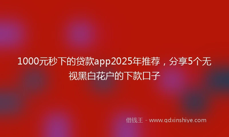 1000元秒下的贷款app2025年推荐，分享5个无视黑白花户的下款口子