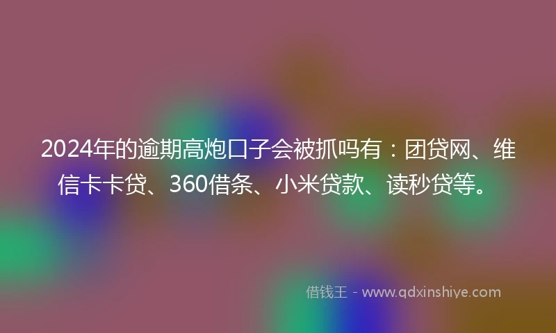 2024年的逾期高炮口子会被抓吗有：团贷网、维信卡卡贷、360借条、小米贷款、读秒贷等。