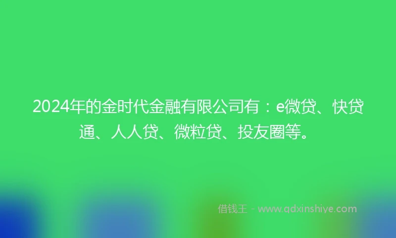 2024年的金时代金融有限公司有：e微贷、快贷通、人人贷、微粒贷、投友圈等。