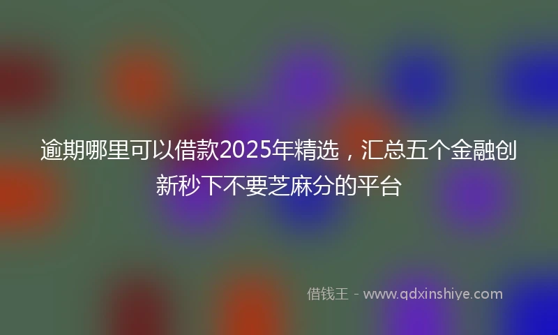 逾期哪里可以借款2025年精选，汇总五个金融创新秒下不要芝麻分的平台